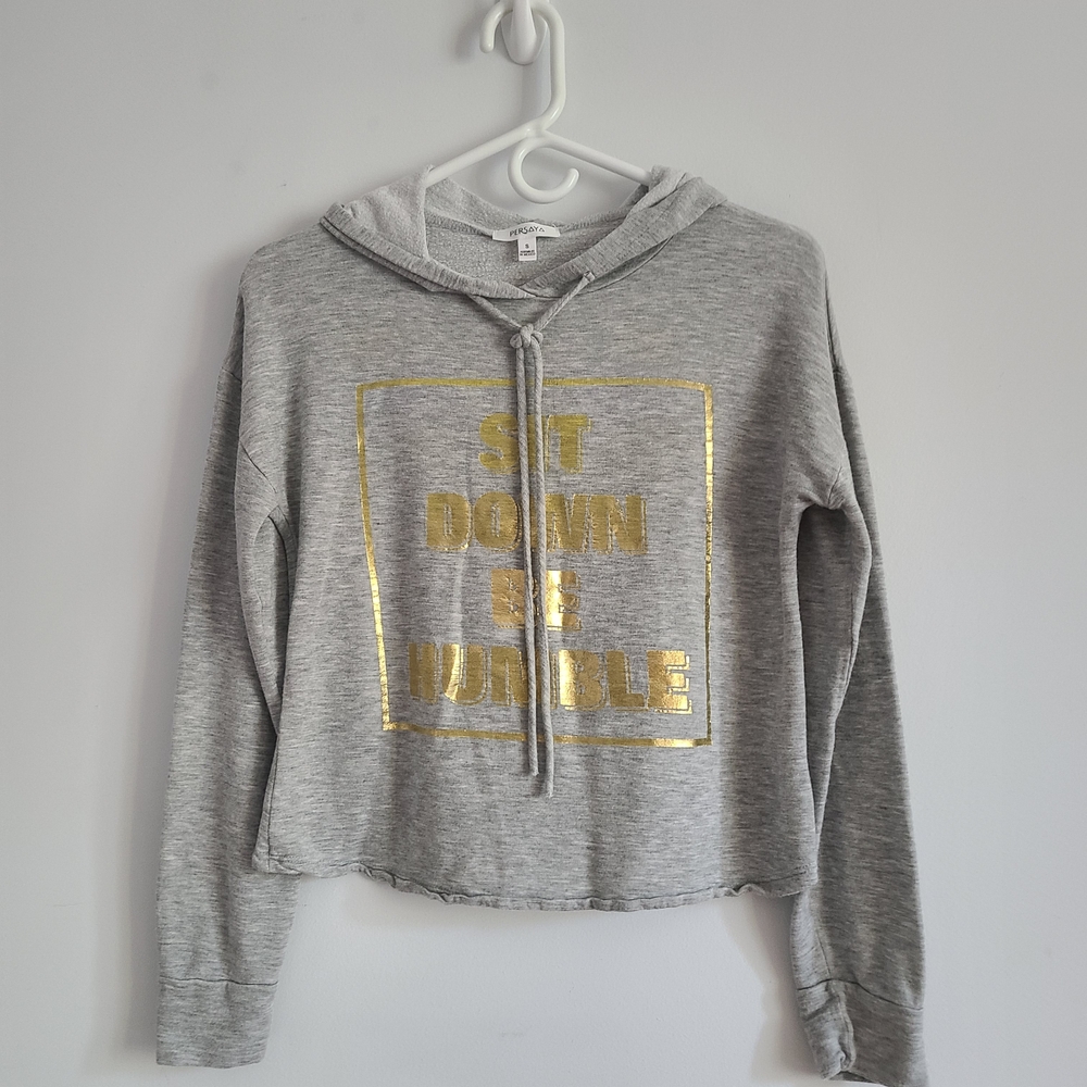 Persaya Gray Hoodie with Gold Print